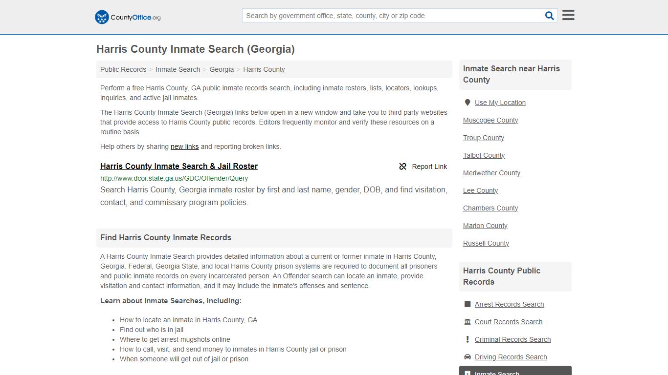 Inmate Search - Harris County, GA (Inmate Rosters & Locators)